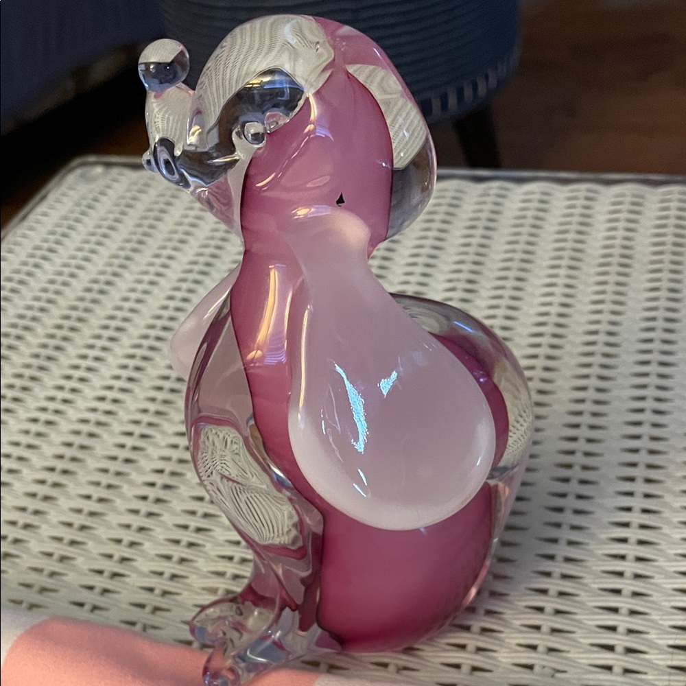 Murano Glass pink Alabastro Dog Figurine